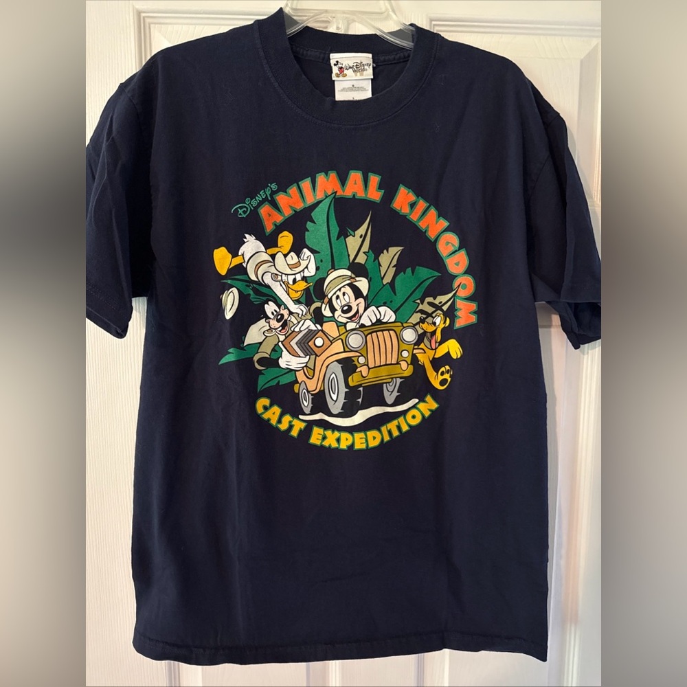 Vintage Disney Animal Kingdom Cast Expedition Short Sleeve Tee in Dark Blue, L